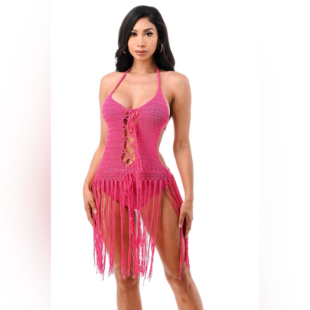 White Fringe Bottom Swimwear